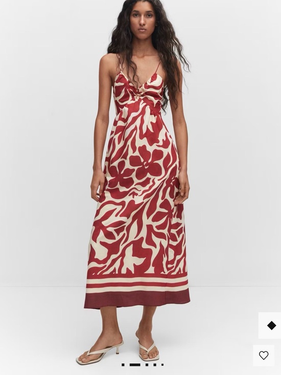 Mango Dresses & Skirts - NWT Mango Red and Cream Floral Midi Dress